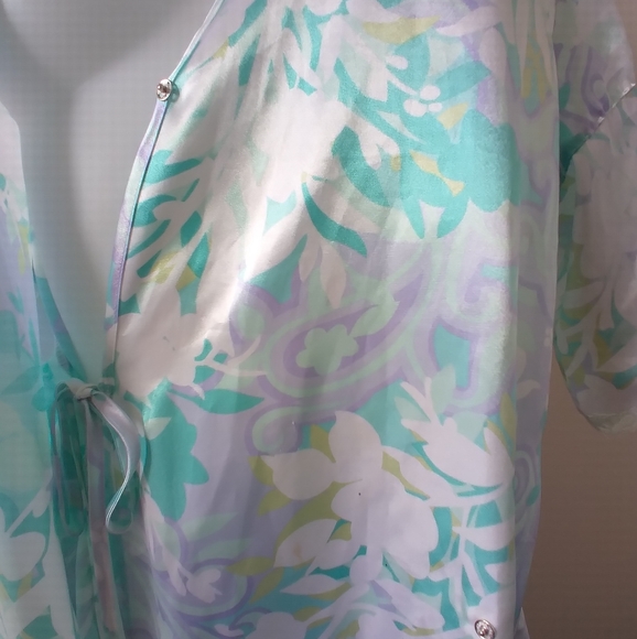 Pretty Vintage Satin Robe With Lace Detail on Sleeves, by Secret Treasures XL - Picture 9 of 11